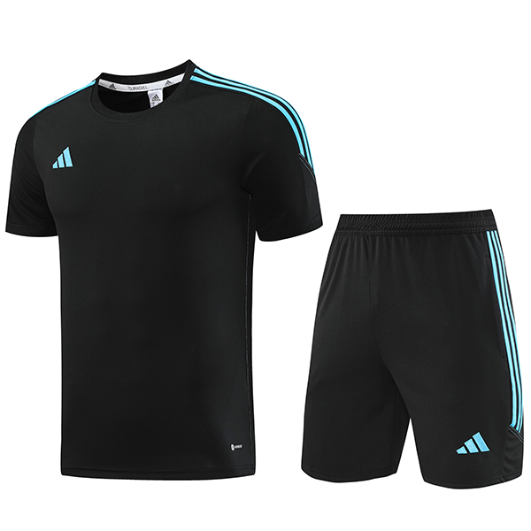 Adas maglia da allenamento casual abbigliamento sportivo uniforme maglia da calcio nera da uomo calcio manica corta sport t-shirt 2023-2024
